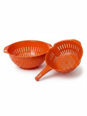 Set of 2 Vintage 70’s Orange Rubbermaid Colanders